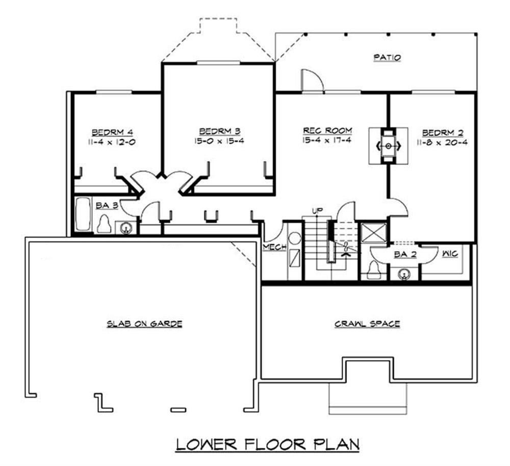Floor Plan Basement of Craftsman Plan #115-1122